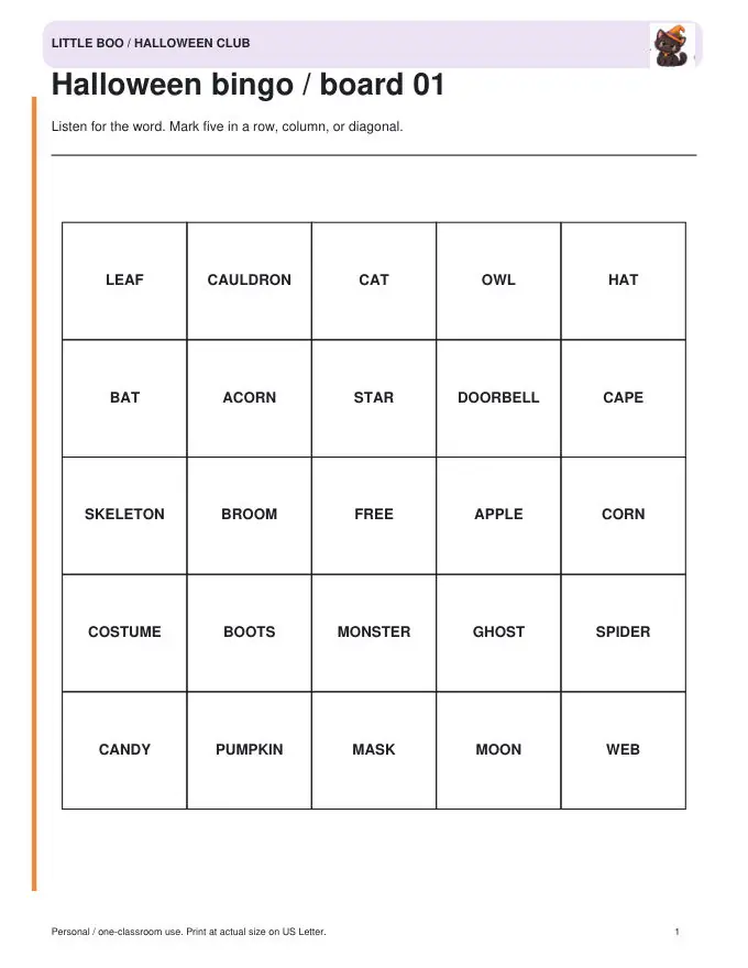 Word bingo